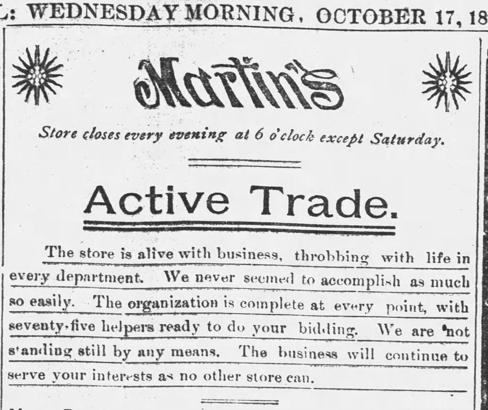 Journal ads from the old days: Oct. 17, 1894